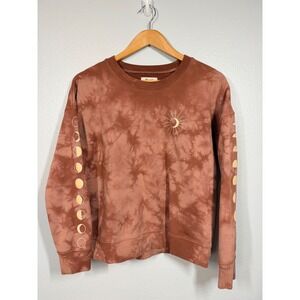 Madewell Sweatshirt Womens Medium Brown Tie Dye Celestial Moon Phase Crewneck